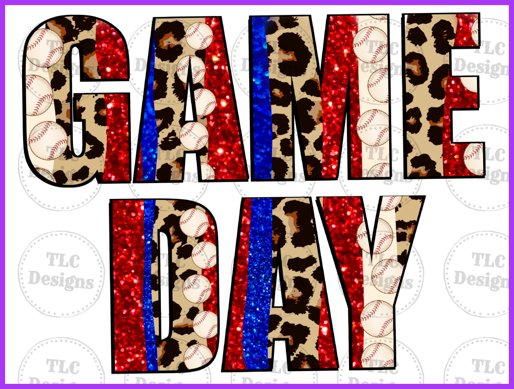 Game Day Leopard Red And Blue Full Color Transfers