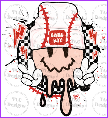 Game Day- Smiley Face Peace Sign Full Color Transfers