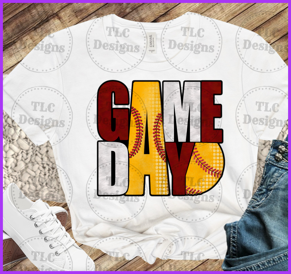Gameday Softball. Add Color Combo In Notes Full Color Transfers