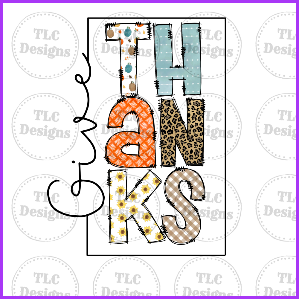 Give Thanks Full Color Transfers