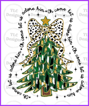 Load image into Gallery viewer, Green Painted Tree With Bow Full Color Transfers
