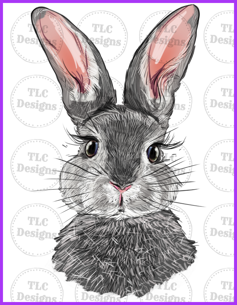 Grey Bunny Full Color Transfers