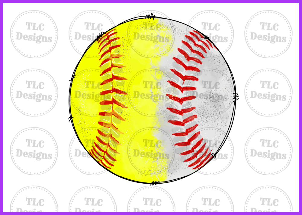 Half Baseball Softball Full Color Transfers