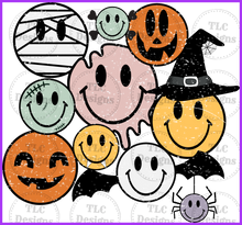 Load image into Gallery viewer, Halloween Smiley Faces Full Color Transfers
