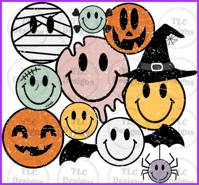Halloween Smiley Faces Full Color Transfers