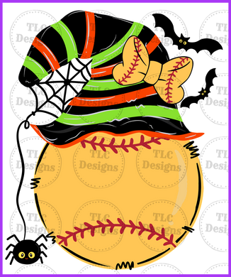 Halloween Softball With Bow Full Color Transfers