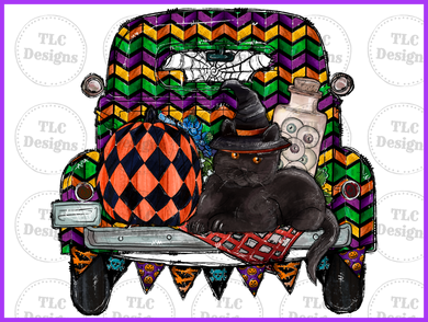 Halloween Truck With Cat Full Color Transfers