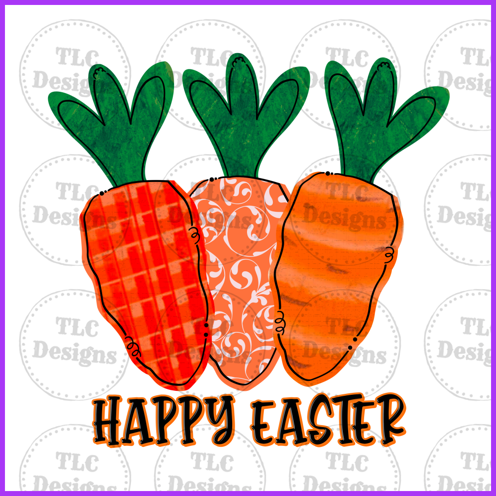 Happy Easter Carrots Full Color Transfers