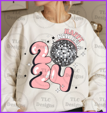 Happy New Year 2024 Silver Ball Full Color Transfers
