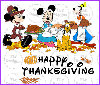 Happy Thanksgiving Disney Folks Full Color Transfers