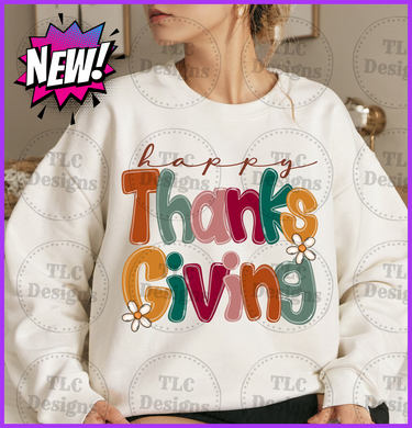 Happy Thanksgiving Doodle Full Color Transfers