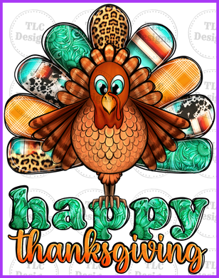Happy Thanksgiving With Turkey Full Color Transfers