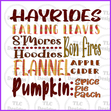 Hayrides Falling Leaves Full Color Transfers