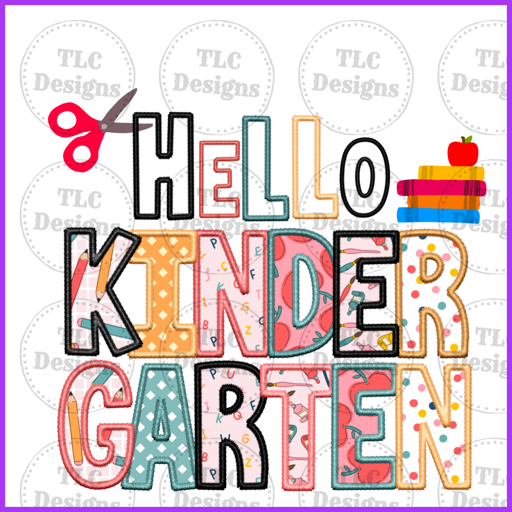 Hellokindergarten Faux Embroidery Full Color Transfers