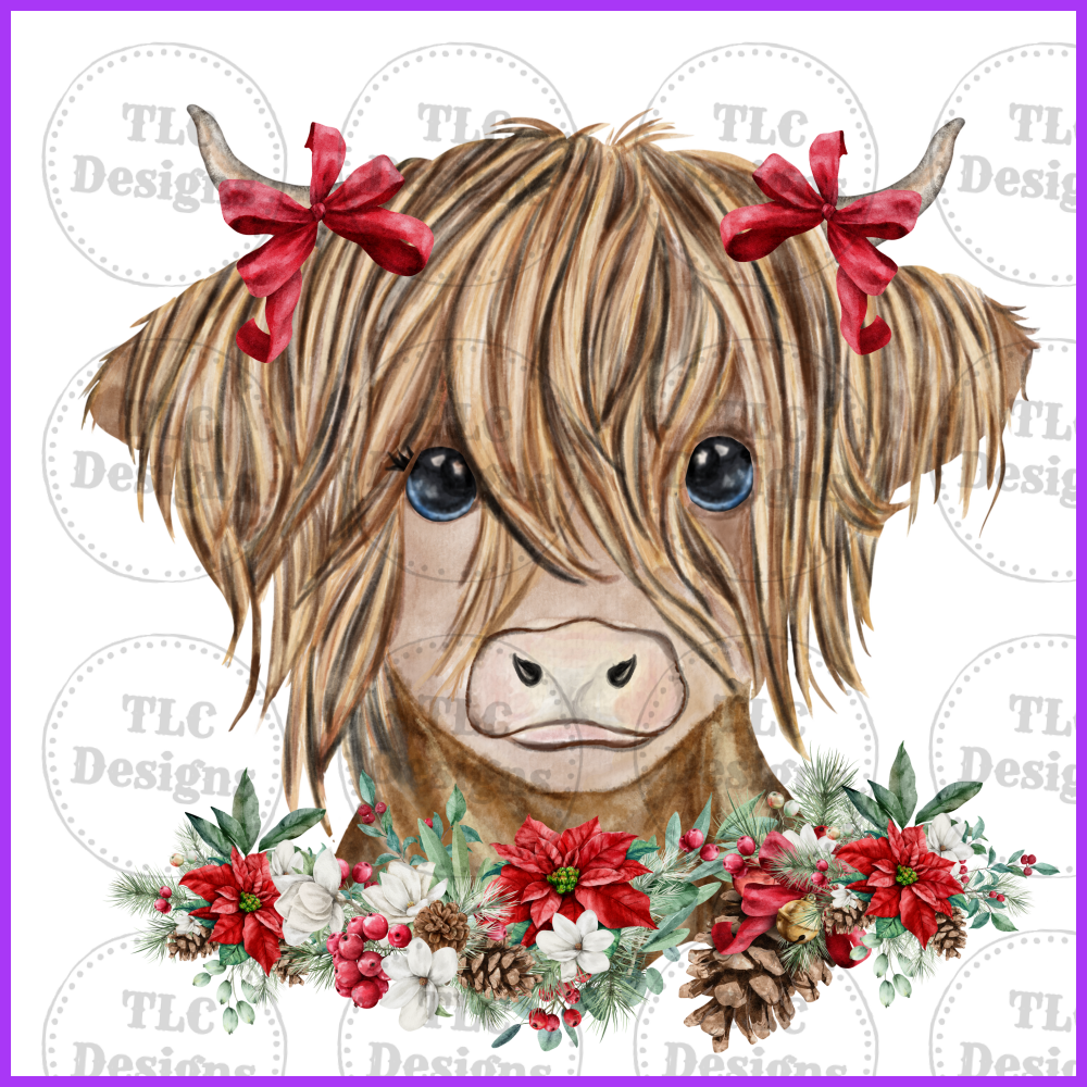 Highland Cow Christmas Full Color Transfers