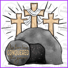 Load image into Gallery viewer, His Love Has Conquered The Grave Full Color Transfers
