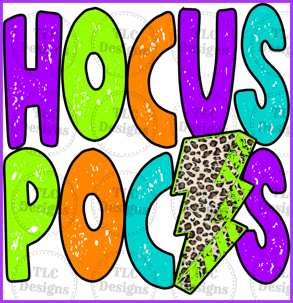Hocus Pocus With Lightening Bolt Full Color Transfers