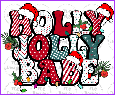 Holly Jolly Babe Christmas Full Color Transfers