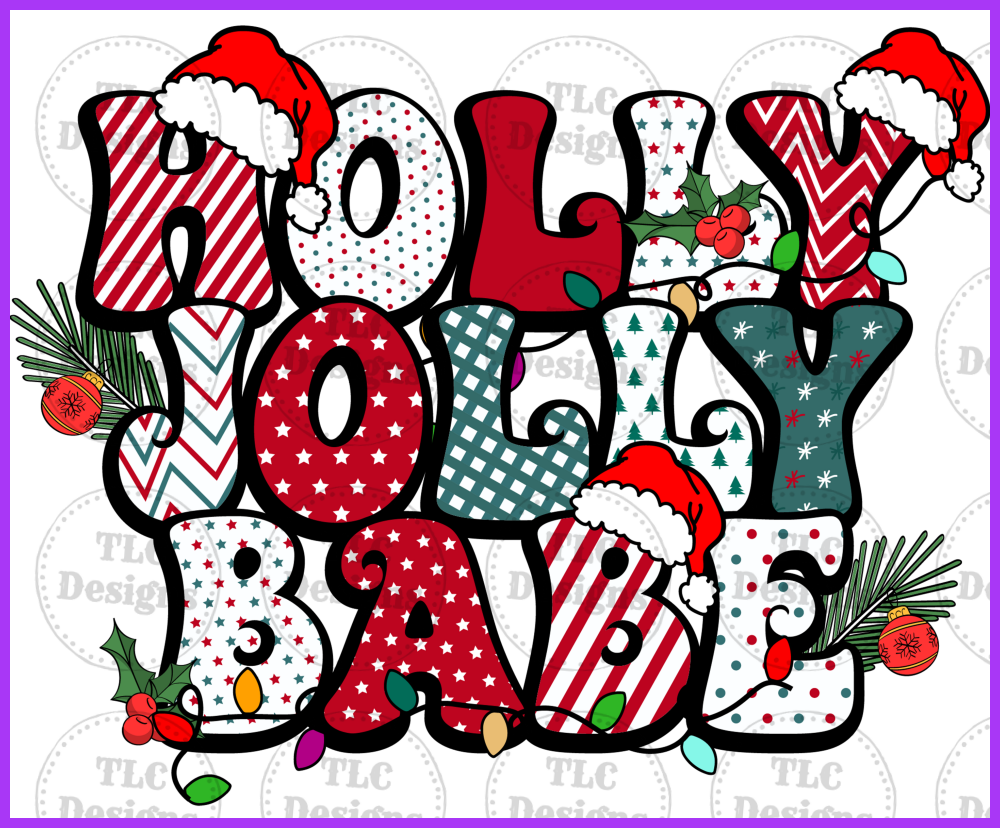 Holly Jolly Babe Christmas Full Color Transfers