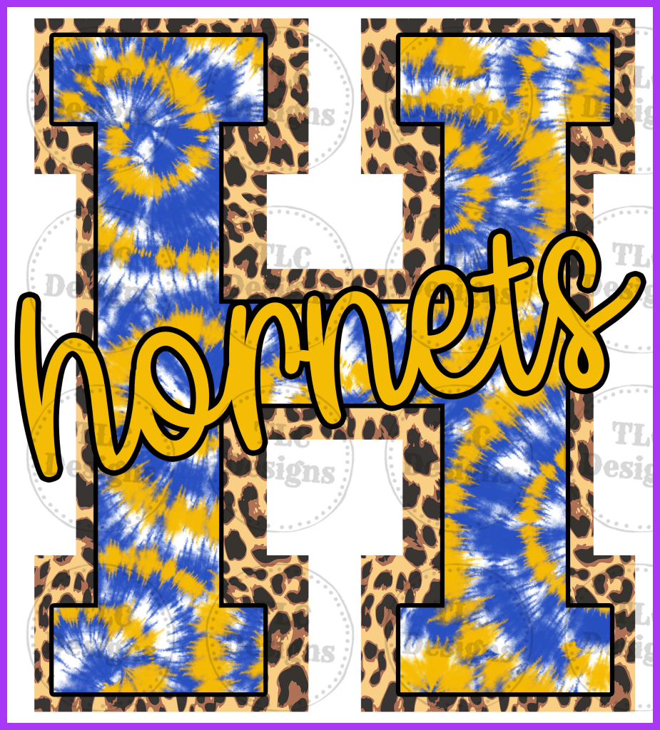 Hornets Tye Dye With Leopard. Full Color Transfers