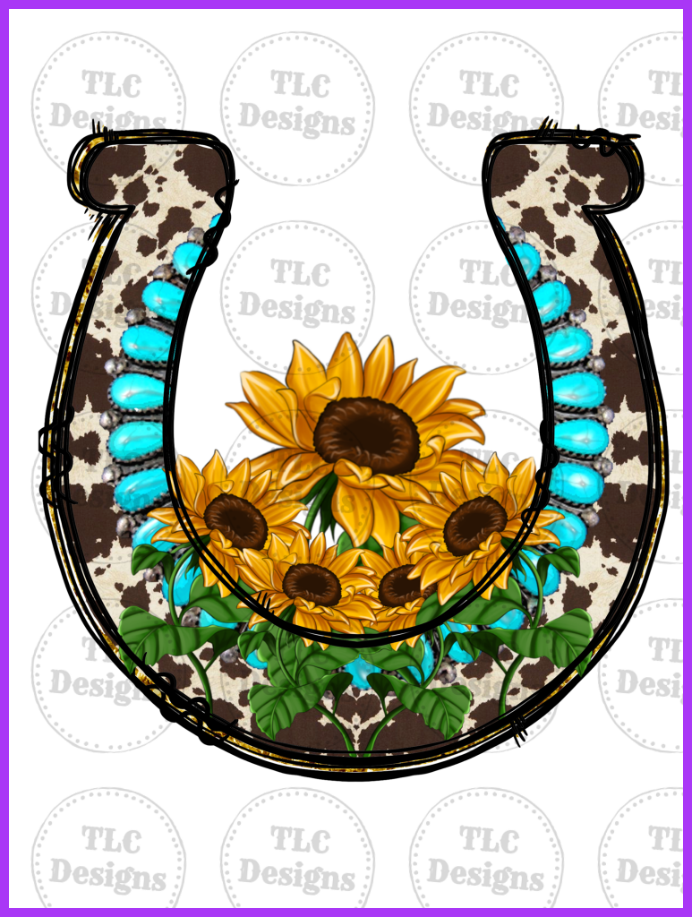 Horseshoe Sunflower Full Color Transfers