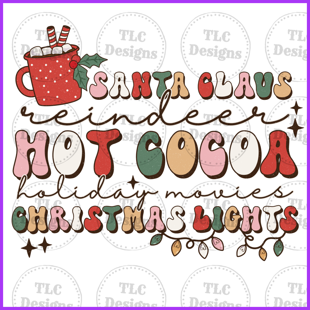 Hot Cocoa Christmas Light Full Color Transfers