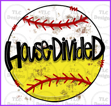 House Divided Baseball- Softball Full Color Transfers