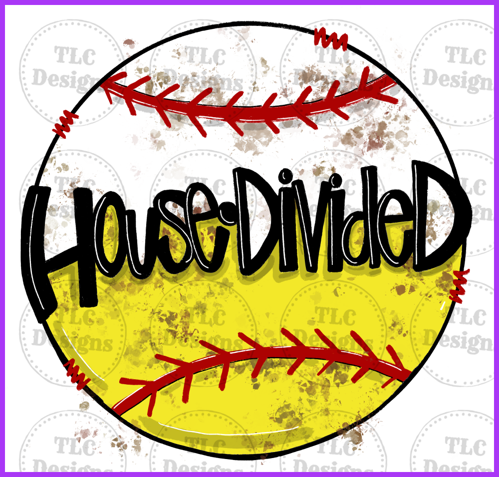 House Divided Baseball- Softball Full Color Transfers