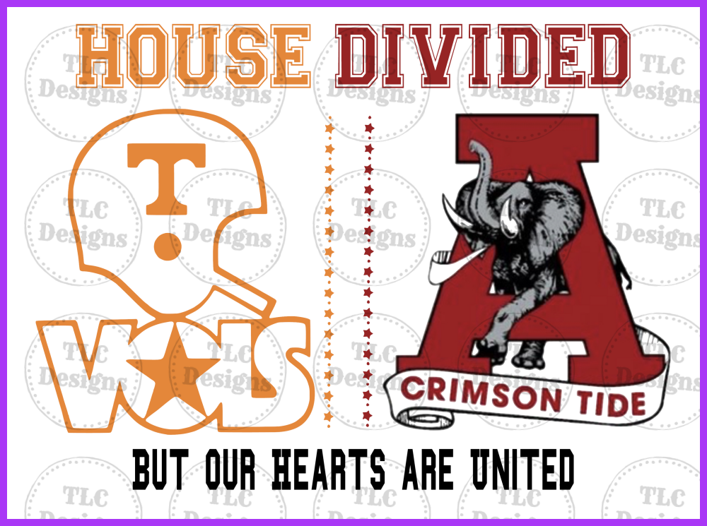 House Divided Tn And Alabama Full Color Transfers