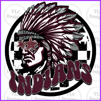 Indians Maroon And Black Full Color Transfers