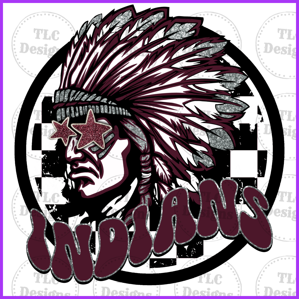 Indians Maroon And Black Full Color Transfers