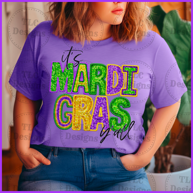 It’s Mardi Gras Yall Faux Bling Full Color Transfers