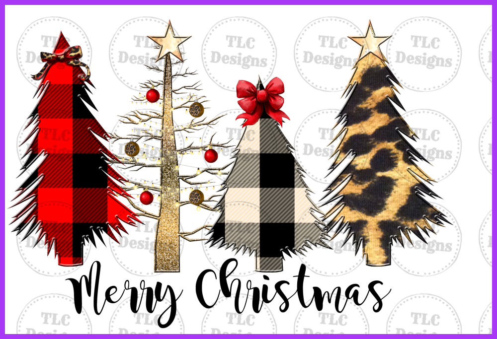 Leopard Christmas Trees Full Color Transfers