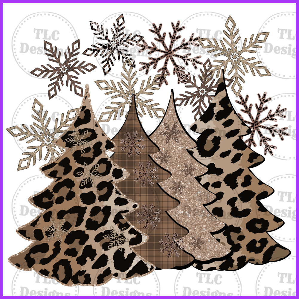 Leopard Christmas Trees Full Color Transfers