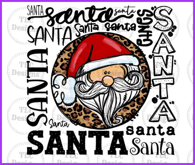 Leopard Santa Typography Full Color Transfers