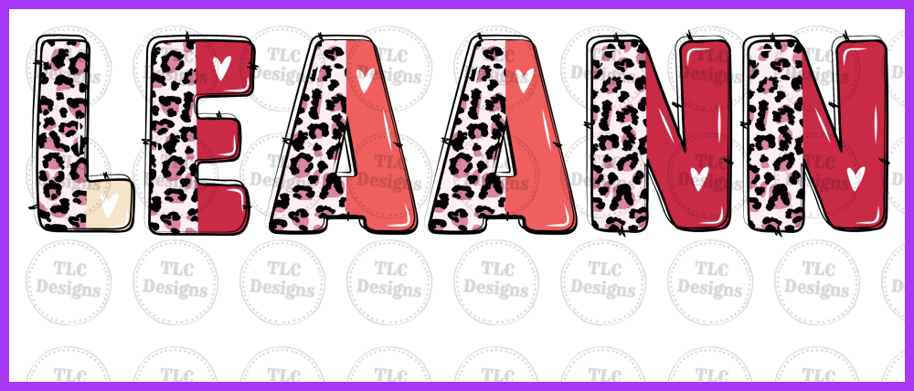 Leopard Valentine Name Full Color Transfers