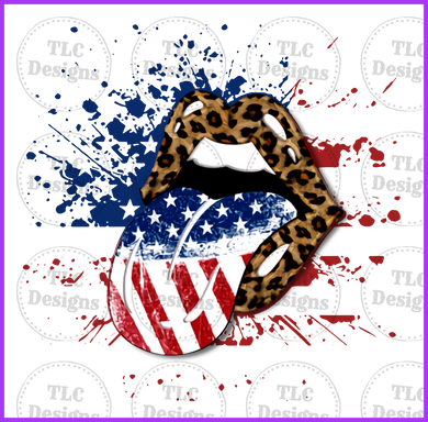 Lips And Tongue 4Th Of July Splash Full Color Transfers