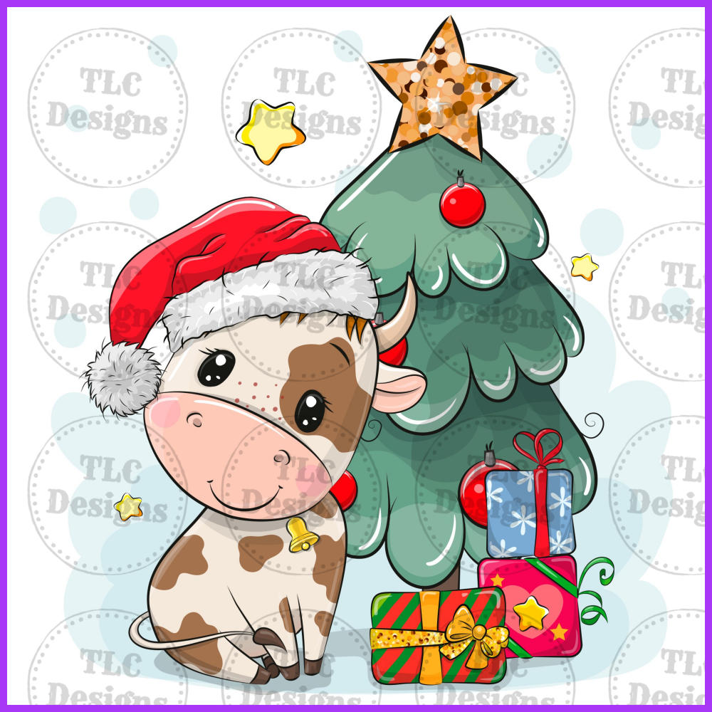 Little Cow And Christmas Tree Full Color Transfers