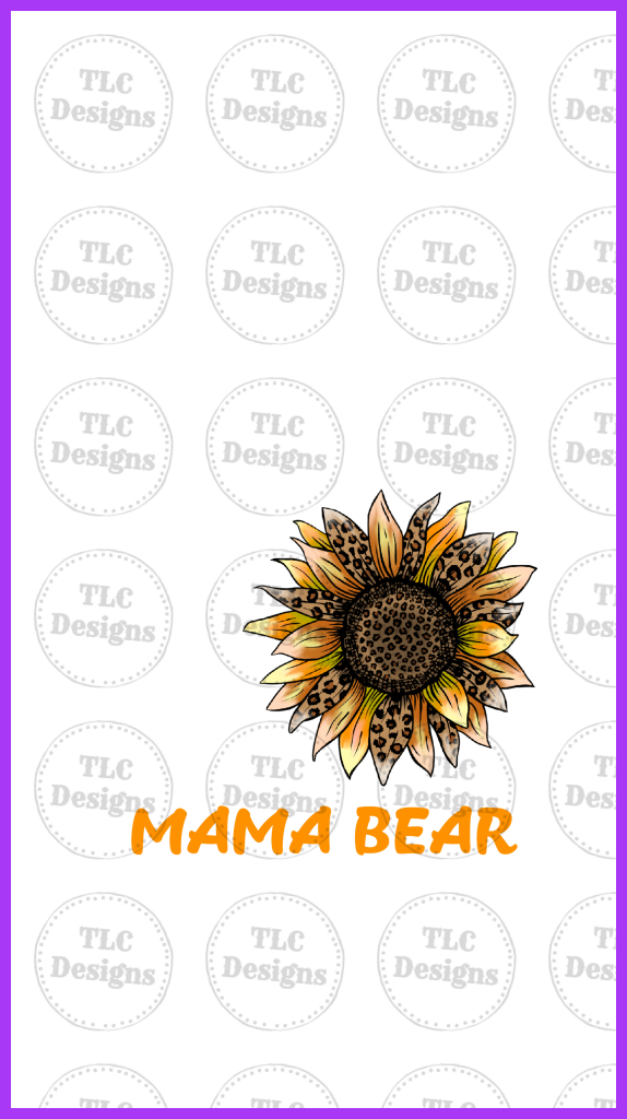 Mama Bear Sunflower Full Color Transfers