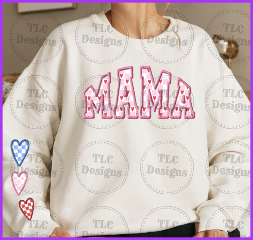 Mama Valentine With Sleeve Hearts Full Color Transfers