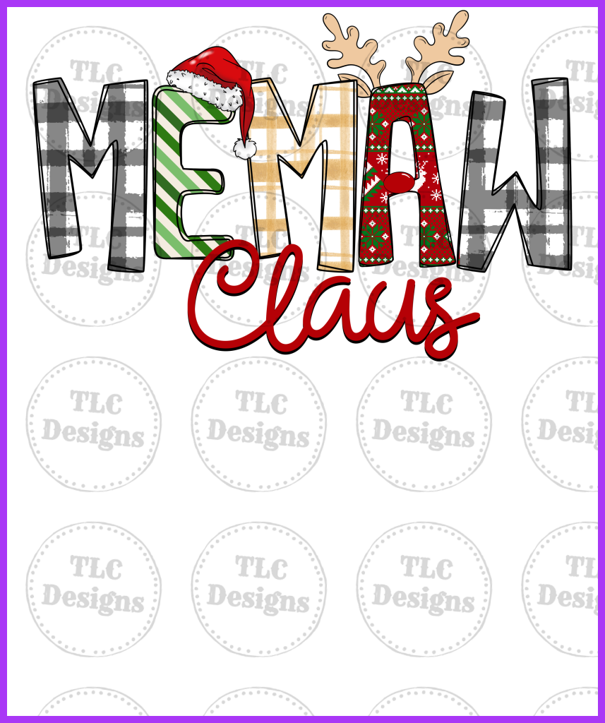 Memaw Claus Full Color Transfers