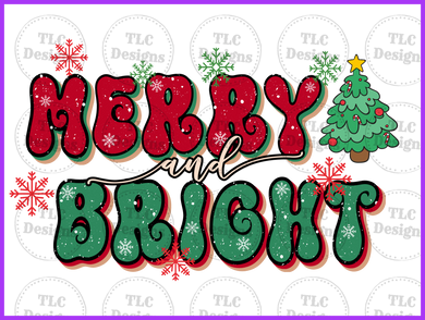 Merry And Bright Retro Full Color Transfers