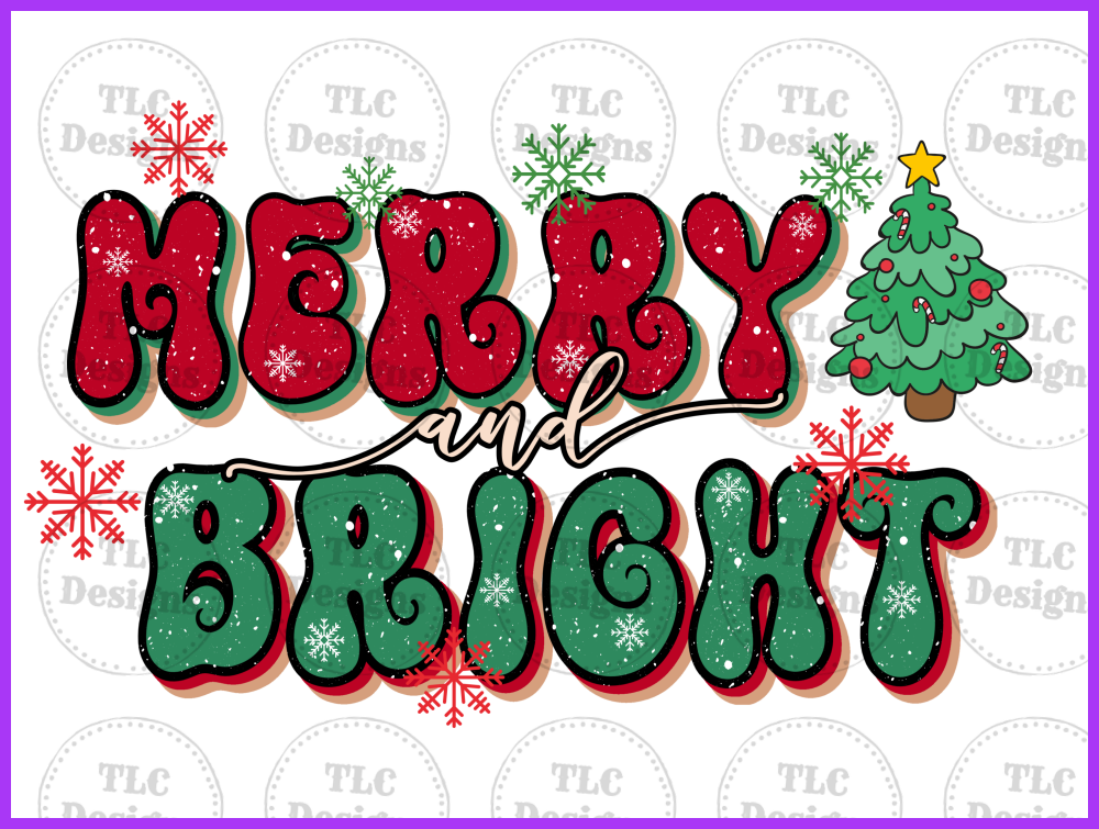 Merry And Bright Retro Full Color Transfers