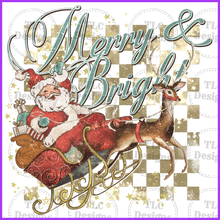 Load image into Gallery viewer, Merry And Bright Santa In Sleigh Full Color Transfers
