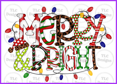 Merry And Bright With Lights Full Color Transfers