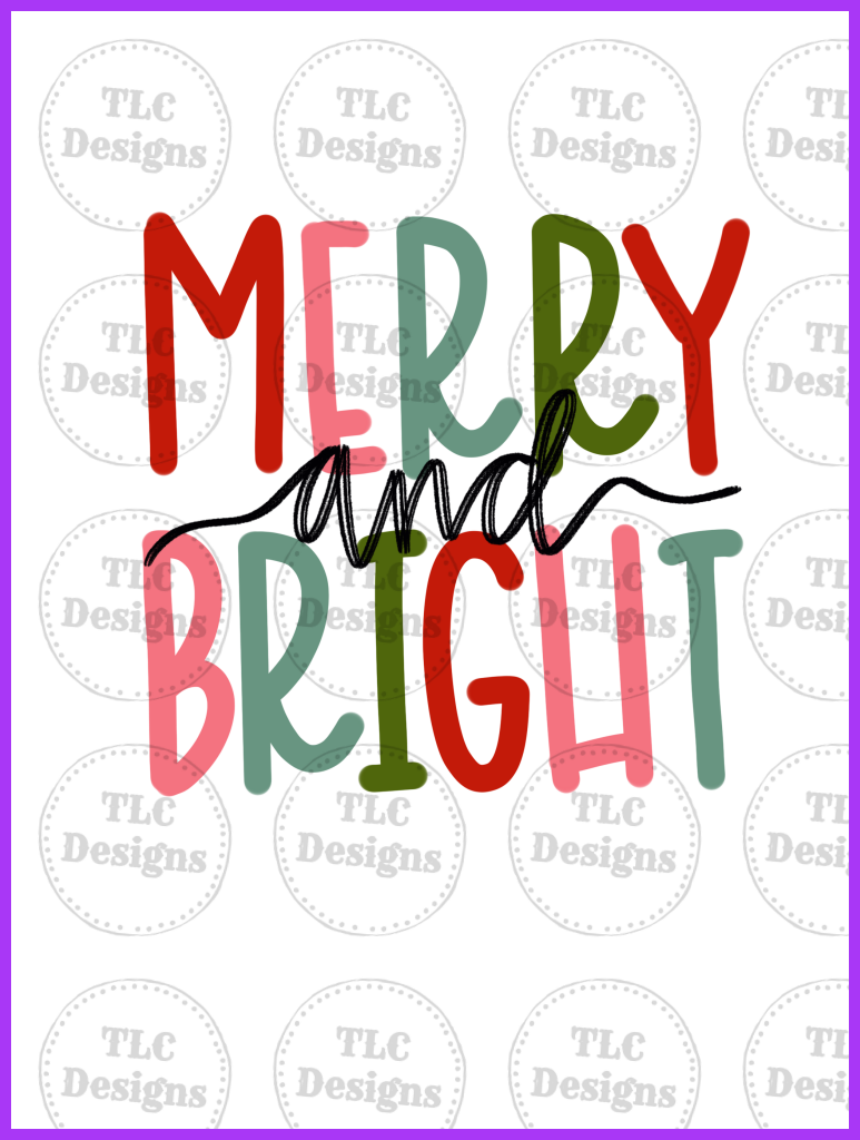 Merry And Bright With Pink Greens Full Color Transfers