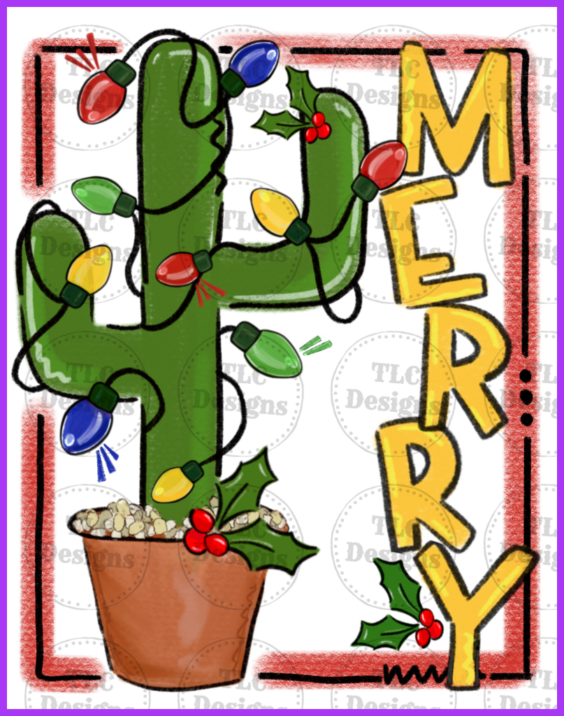 Merry Christmas Cactus Full Color Transfers
