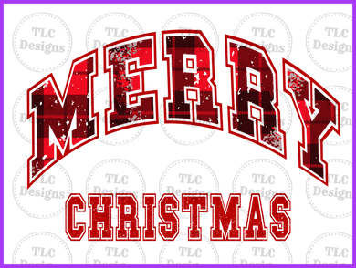 Merry Christmas Curved Buffalo Plaid Full Color Transfers
