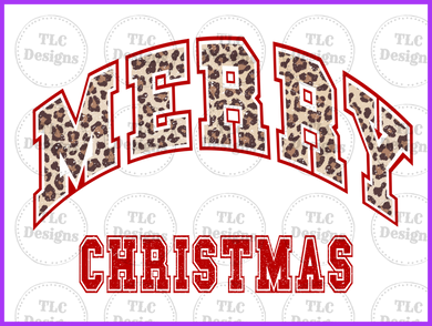 Merry Christmas Curved Leopard Full Color Transfers