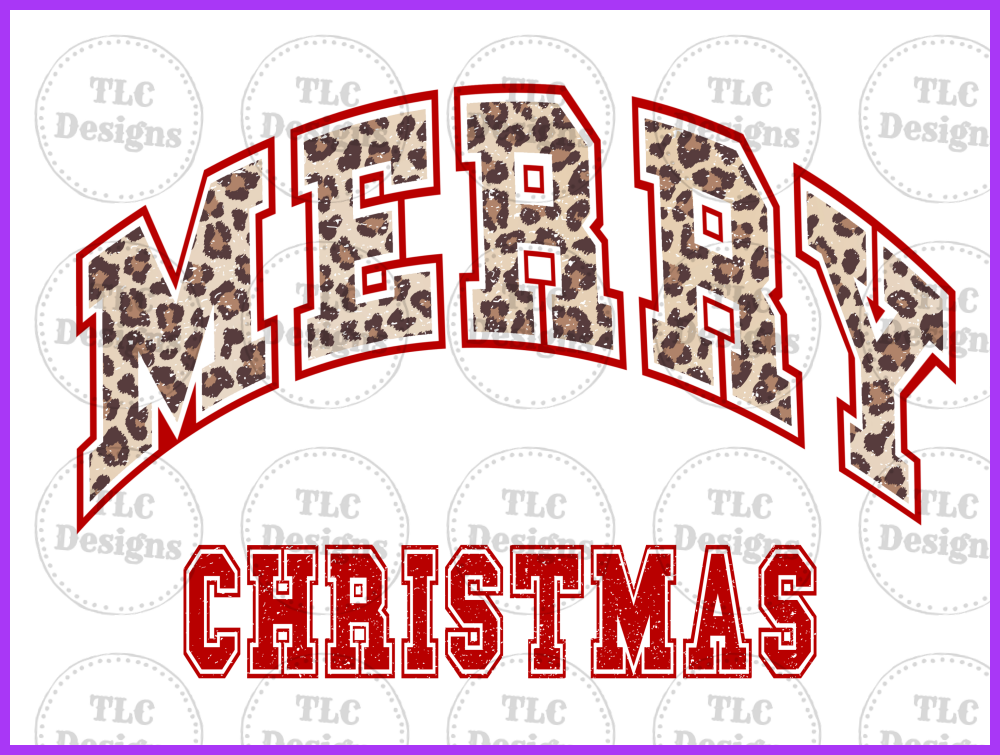 Merry Christmas Curved Leopard Full Color Transfers